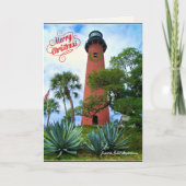Cartes Pour Fêtes Annuelles Joyeux Noël de Floride Phare Jupiter (Devant)
