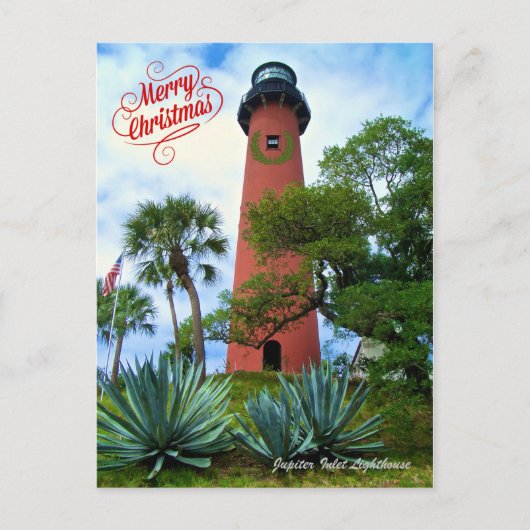 Cartes Pour Fêtes Annuelles Joyeux Noël de Floride Phare Jupiter (Devant)