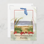 Cartes Pour Fêtes Annuelles Joyeux Noël de Floride Winter Beach Seascape (Devant / Derrière)
