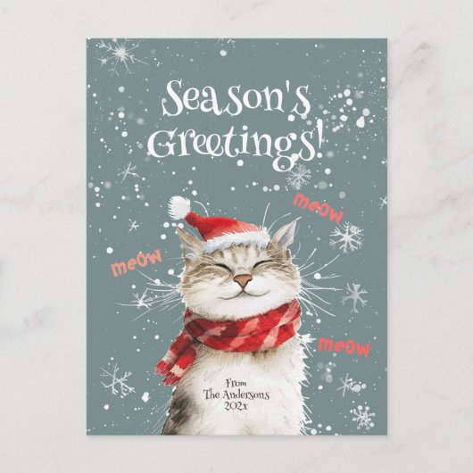 Cartes Pour Fêtes Annuelles Joyeux Noël de la Meow Cat (Devant)