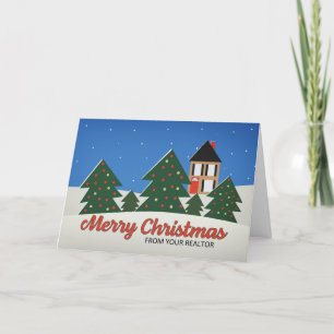 Cartes Pour Fêtes Annuelles Joyeux Noël de la part d'un agent immobilier avec