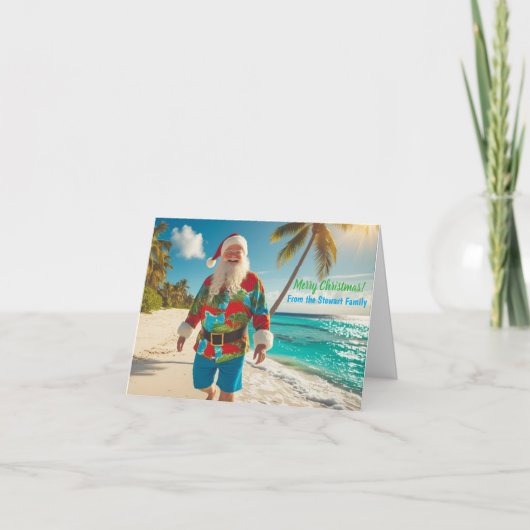 Cartes Pour Fêtes Annuelles Joyeux Noël de la plage (Devant)
