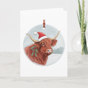Cartes Pour Fêtes Annuelles Joyeux Noël de la vache des Highlands Chapeau de
