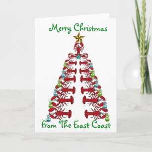 Cartes Pour Fêtes Annuelles Joyeux Noël de l'arbre de homard de Côte Est