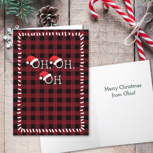 Cartes Pour Fêtes Annuelles Joyeux Noël de l'Ohio Buffalo Plaid