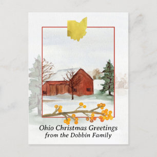 Cartes Pour Fêtes Annuelles Joyeux Noël de l'Ohio Red Barn Personnalisé