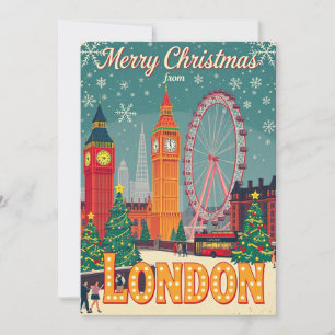 Cartes Pour Fêtes Annuelles Joyeux Noël de London Vintage Retro