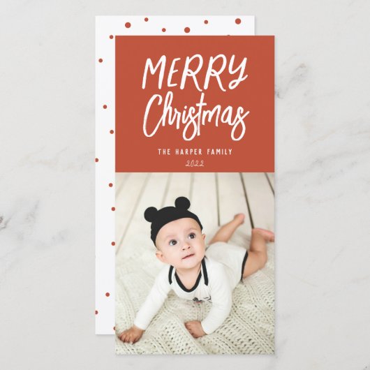 Cartes Pour Fêtes Annuelles Joyeux Noël de Noël couleur Whimsical Photo Holida (Devant / Derrière)