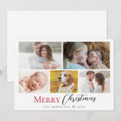 Cartes Pour Fêtes Annuelles Joyeux Noël de Noël Rouge moderne (Devant / Derrière)