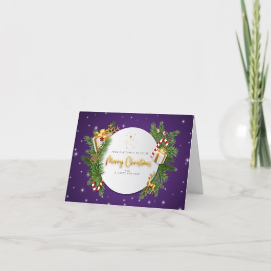 Cartes Pour Fêtes Annuelles Joyeux Noël de notre famille à la vôtre (Devant)
