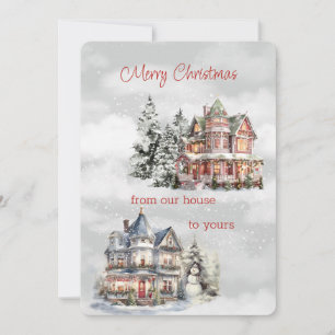 Cartes Pour Fêtes Annuelles Joyeux Noël de notre maison à votre victorien
