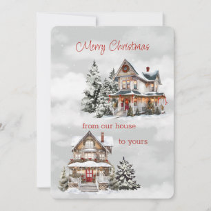 Cartes Pour Fêtes Annuelles Joyeux Noël de notre maison à votre victorien