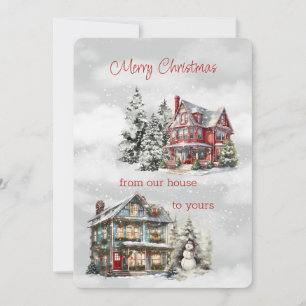 Cartes Pour Fêtes Annuelles Joyeux Noël de notre maison à votre victorien