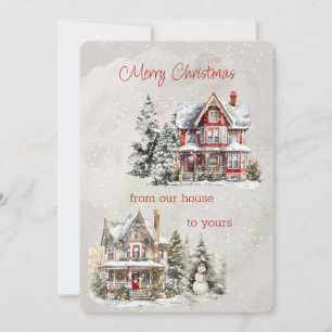 Cartes Pour Fêtes Annuelles Joyeux Noël de notre maison à votre victorien