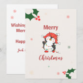 Cartes Pour Fêtes Annuelles Joyeux Noël de Pingouin mignon (Devant / Derrière)