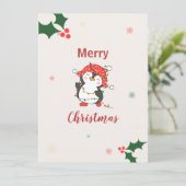 Cartes Pour Fêtes Annuelles Joyeux Noël de Pingouin mignon (Debout devant)