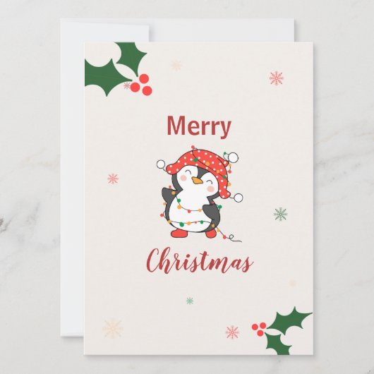 Cartes Pour Fêtes Annuelles Joyeux Noël de Pingouin mignon (Devant)