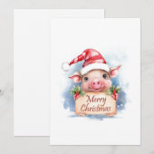 Cartes Pour Fêtes Annuelles Joyeux Noël de porc (Devant / Derrière)