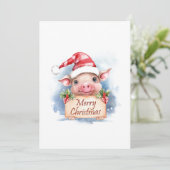 Cartes Pour Fêtes Annuelles Joyeux Noël de porc (Debout devant)