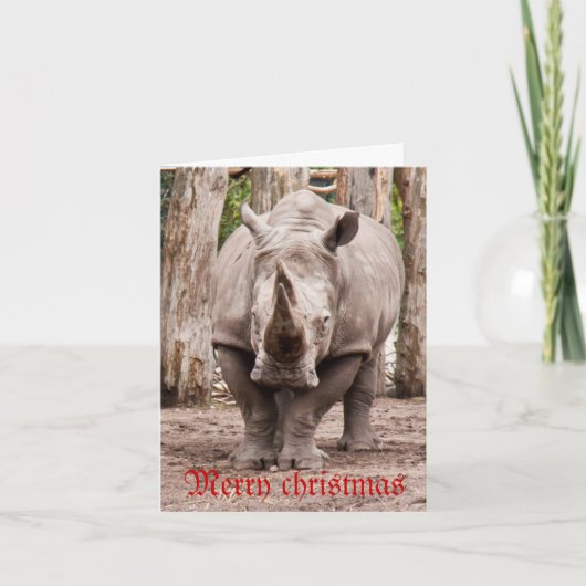 Cartes Pour Fêtes Annuelles Joyeux Noël de rhinocéros (Devant)