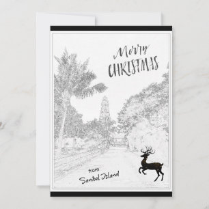 Cartes Pour Fêtes Annuelles Joyeux Noël de Sanibel Island Lighthouse FL