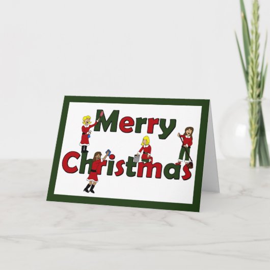 Cartes Pour Fêtes Annuelles Joyeux Noël de service de domestique (Devant)