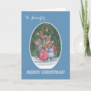 Cartes Pour Fêtes Annuelles Joyeux Noël de souris de chanteurs mignons faits