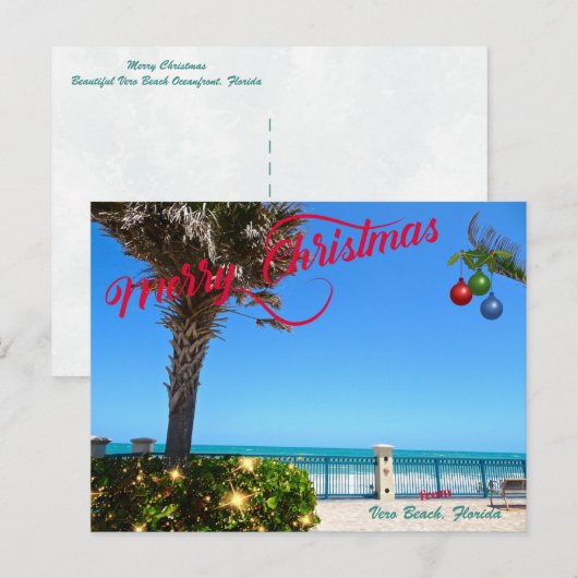 Cartes Pour Fêtes Annuelles Joyeux Noël de Vero Beach Floride Oceanfront (Devant / Derrière)