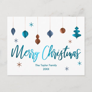 Cartes Pour Fêtes Annuelles Joyeux Noël Décoration Rétro Sarcelle Cuivre Marin