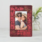 Cartes Pour Fêtes Annuelles Joyeux Noël Deep Red Holiday Trees Photo (Debout devant)