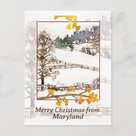 Cartes Pour Fêtes Annuelles Joyeux Noël depuis les arbres d'hiver de la ferme (Devant)