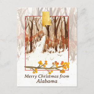 Cartes Pour Fêtes Annuelles Joyeux Noël des arbres de l'Alabama Neige d'hiver