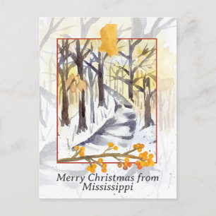 Cartes Pour Fêtes Annuelles Joyeux Noël des arbres du Mississippi Neige d'hive