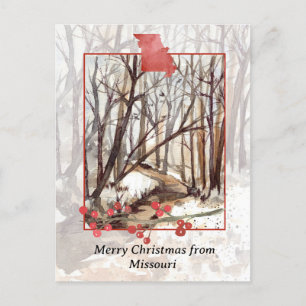 Cartes Pour Fêtes Annuelles Joyeux Noël des arbres du Missouri Neige d'hiver