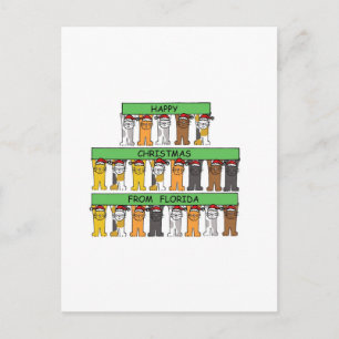 Cartes Pour Fêtes Annuelles Joyeux Noël des chats caricaturaux de Floride