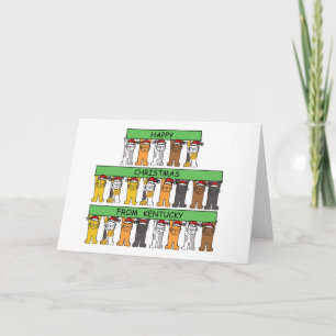 Cartes Pour Fêtes Annuelles Joyeux Noël des chats caricaturés du Kentucky