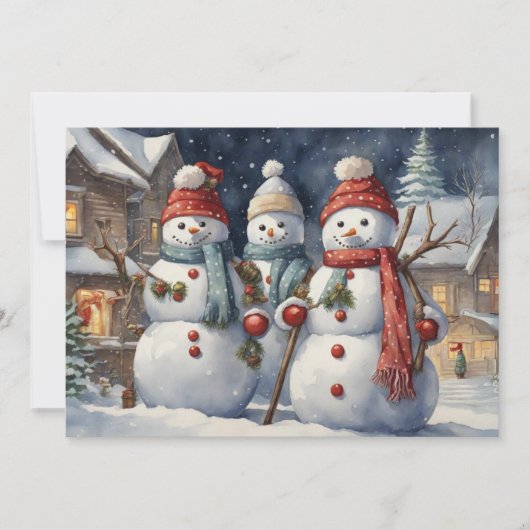 Cartes Pour Fêtes Annuelles Joyeux Noël des Snowmen (Devant)