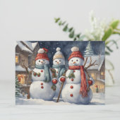 Cartes Pour Fêtes Annuelles Joyeux Noël des Snowmen (Debout devant)