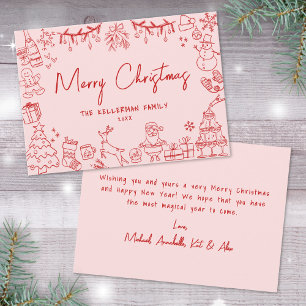 Cartes Pour Fêtes Annuelles Joyeux Noël Dessiné à la Main avec Caractère