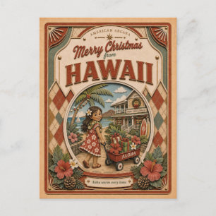 Cartes Pour Fêtes Annuelles Joyeux Noël d'Hawaii Boule à neige vintage