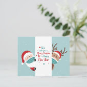 Cartes Pour Fêtes Annuelles Joyeux Noël Distances sociales Père Noël Reindeer (Debout devant)