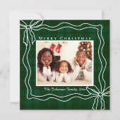 Cartes Pour Fêtes Annuelles joyeux noël doodle arc photo vert plaid (Devant)