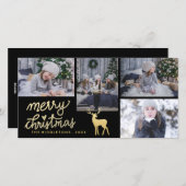 Cartes Pour Fêtes Annuelles Joyeux Noël d'or| Antler| Jour férié de script (Devant / Derrière)