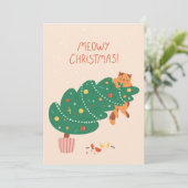 Cartes Pour Fêtes Annuelles Joyeux Noël - Drôle de félin espiègle (Debout devant)