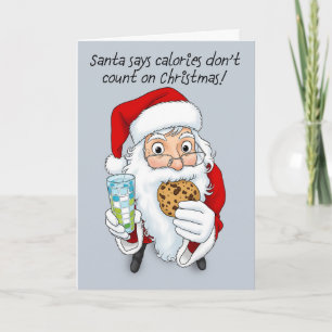 Cartes Pour Fêtes Annuelles Joyeux Noël Drôle de Père Noël mangeant un cookie