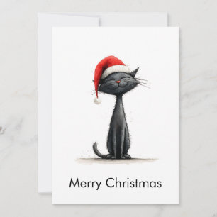 Cartes Pour Fêtes Annuelles Joyeux Noël drôle et mignon chat noir