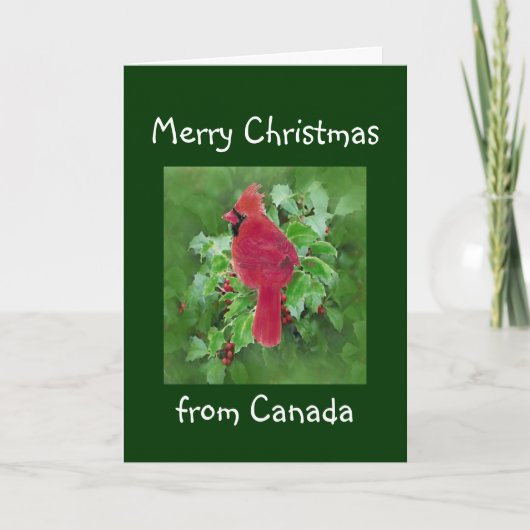 Cartes Pour Fêtes Annuelles Joyeux Noël du Canada, Cardinal Bird (Devant)