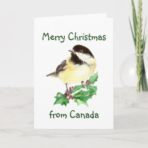 Cartes Pour Fêtes Annuelles Joyeux Noël du Canada, Oiseau de Chickadee