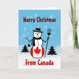 Cartes Pour Fêtes Annuelles Joyeux Noël du Canada Snowman Drapeau canadien