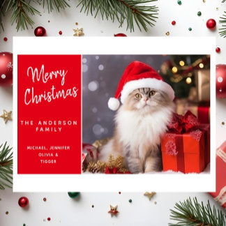 Cartes Pour Fêtes Annuelles Joyeux Noël du chat au chapeau de Père Noël